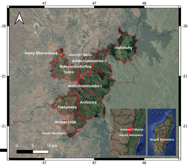 Figure 1: PECOV ecovilages located within nine communes in the eastern central highlands of Madagascar.